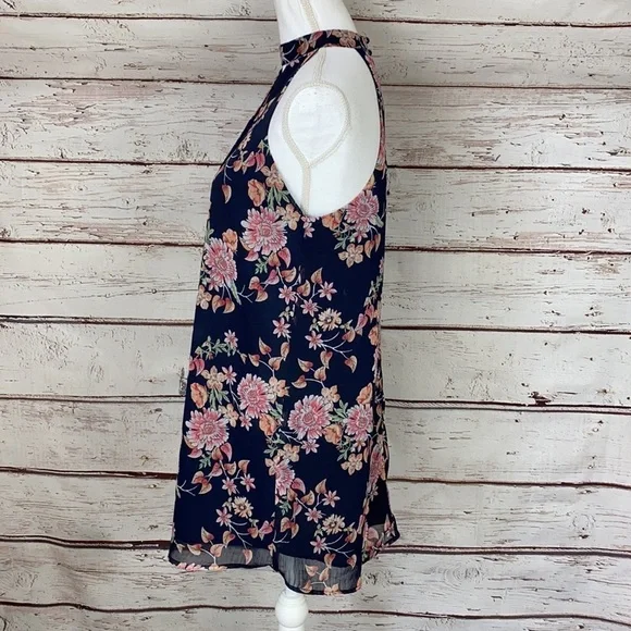 Forever 21 Floral Navy Small Halter Dress - Picture 3 of 9